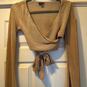 Windsor Gold Ribbed Wrap Blouse